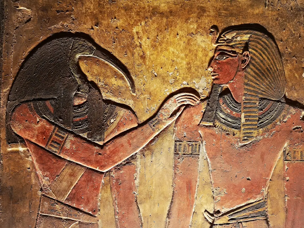 A painted relief in the tomb of Seti I