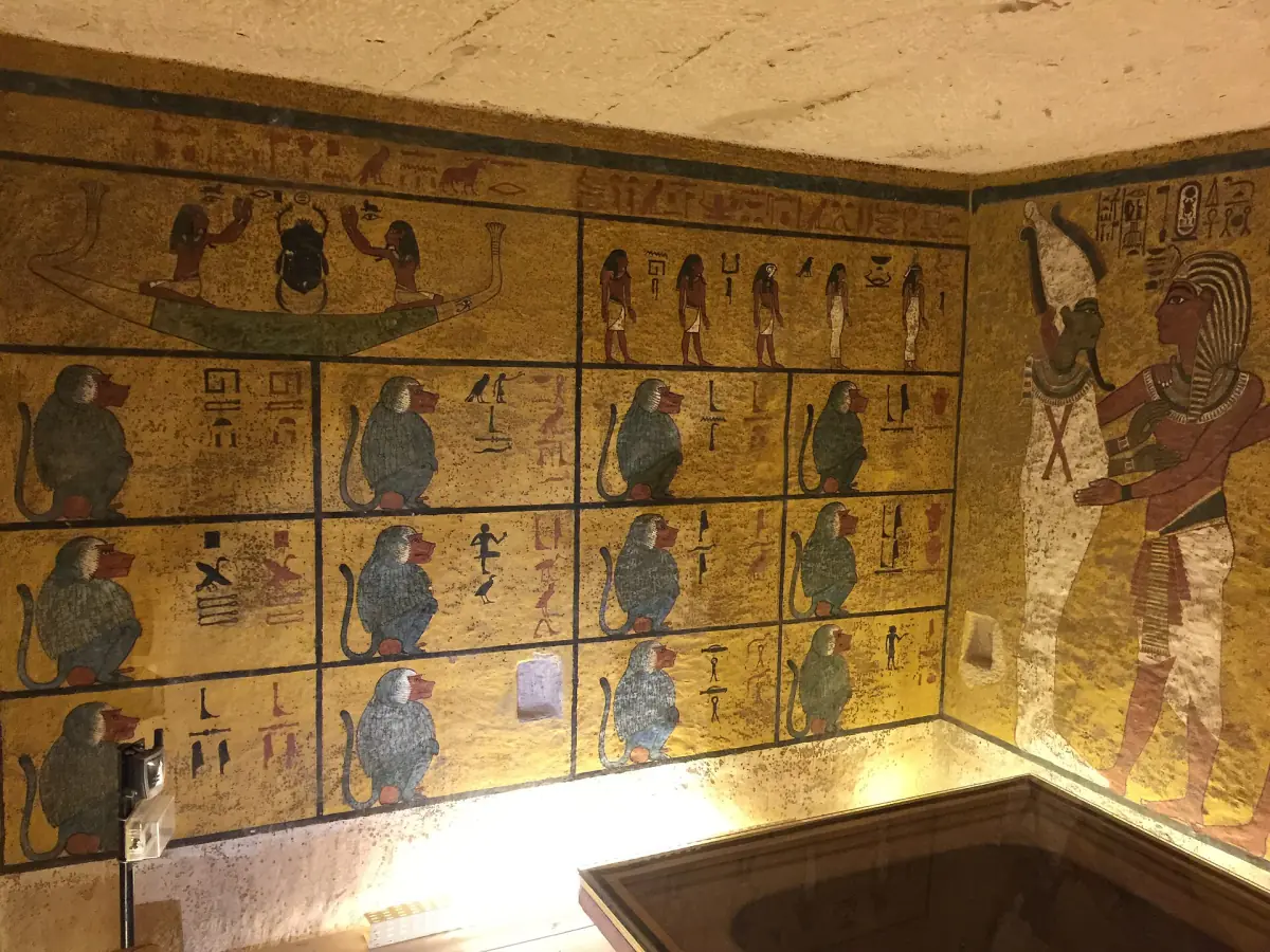 The wall paintings in Tutankhamun's burial chamber